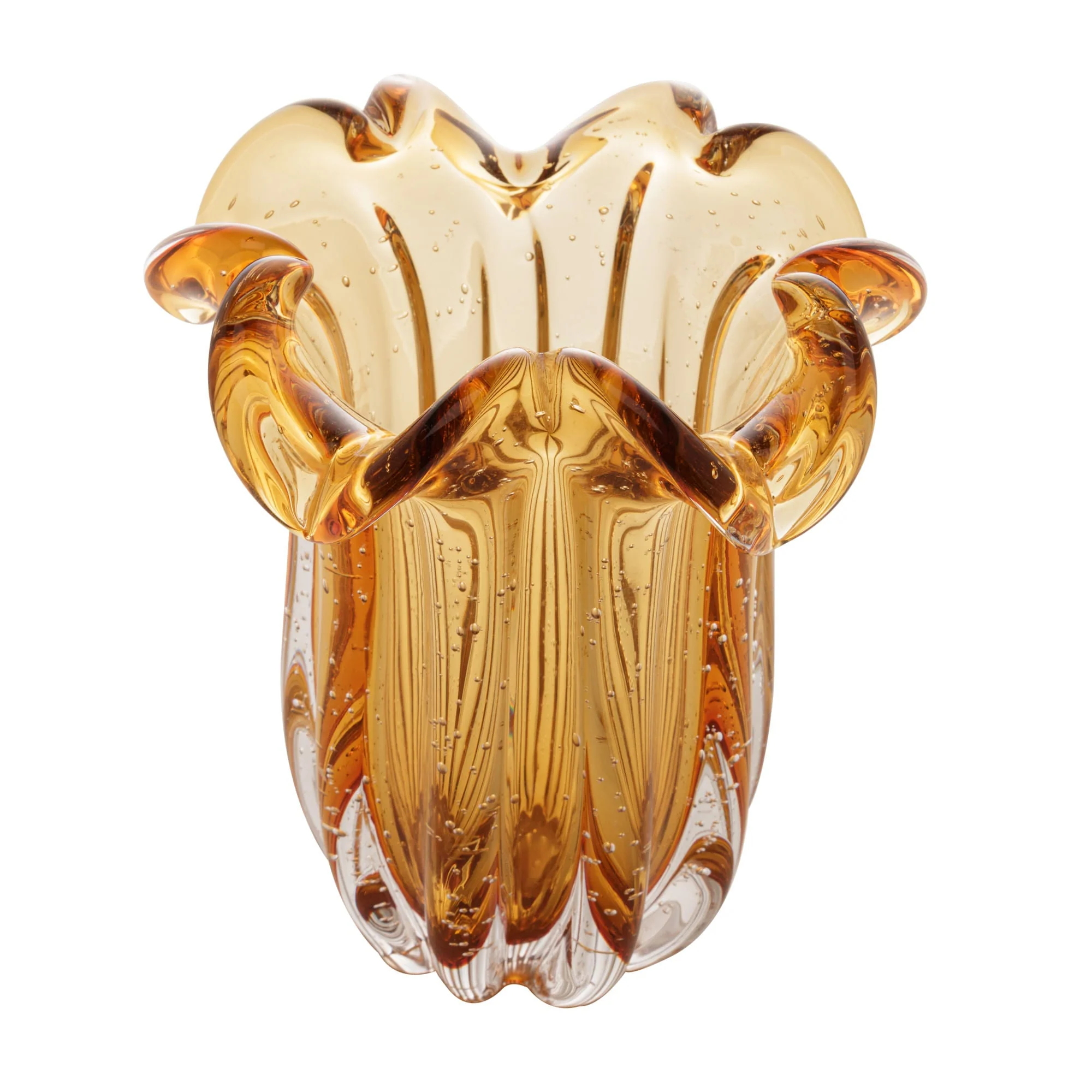 Vaso Murano de Vidro Flat Italy Âmbar 21 cm - Image 2