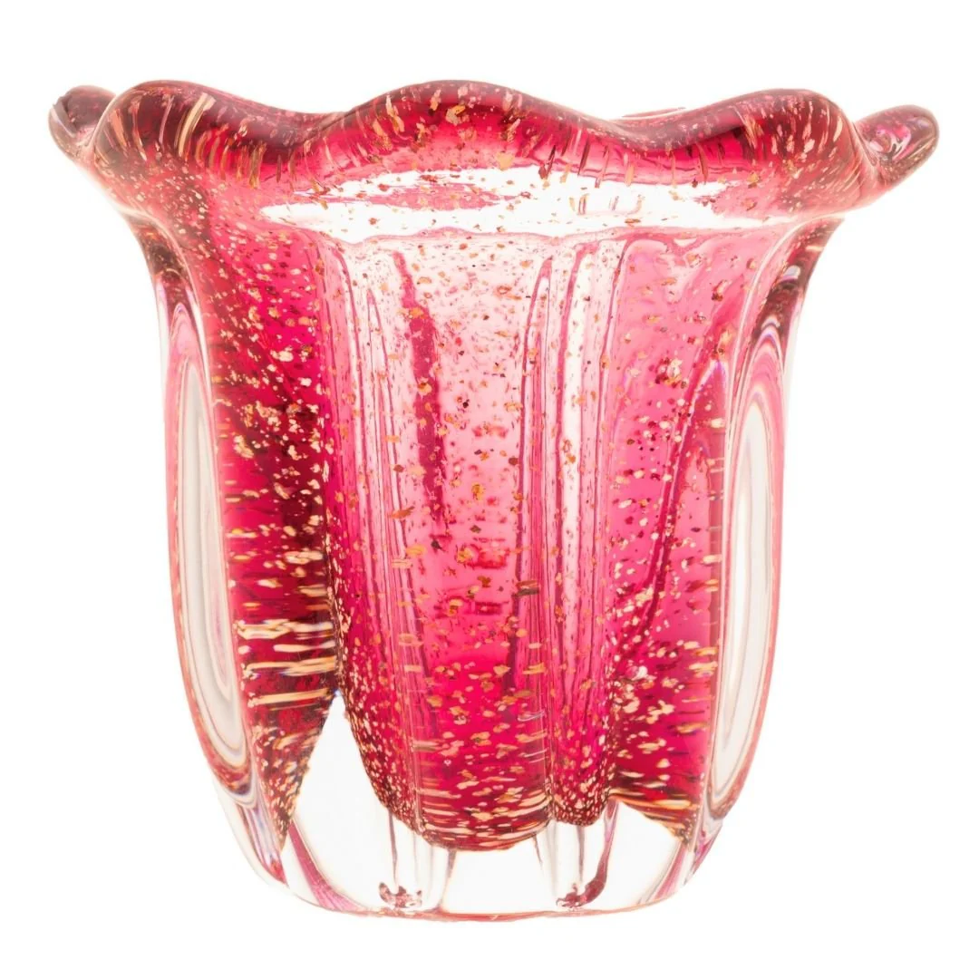 Vaso Murano de Vidro Italy Rosa e Dourado 12cm x 11cm - Image 3