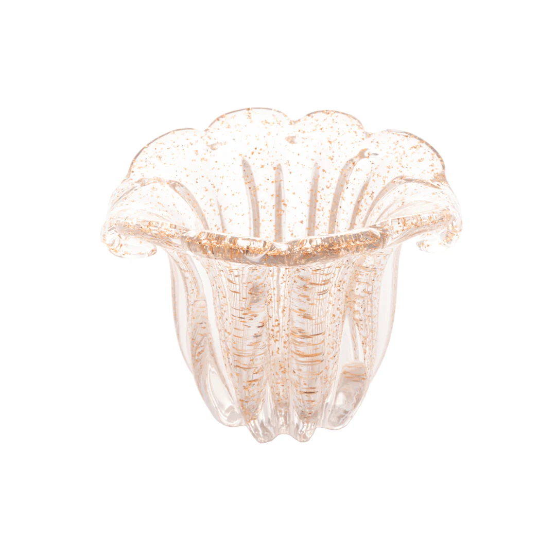Vaso Murano Italy de Vidro Dourado 13cm