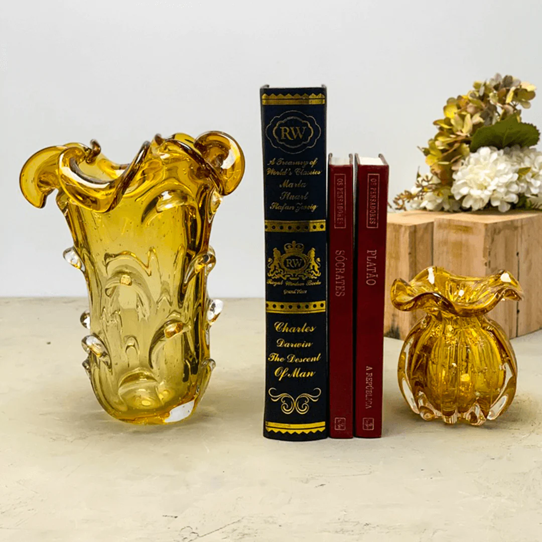 Vaso Murano Trouxinha de Vidro Italy Âmbar e Dourado 11 cm x 10 cm - Image 3