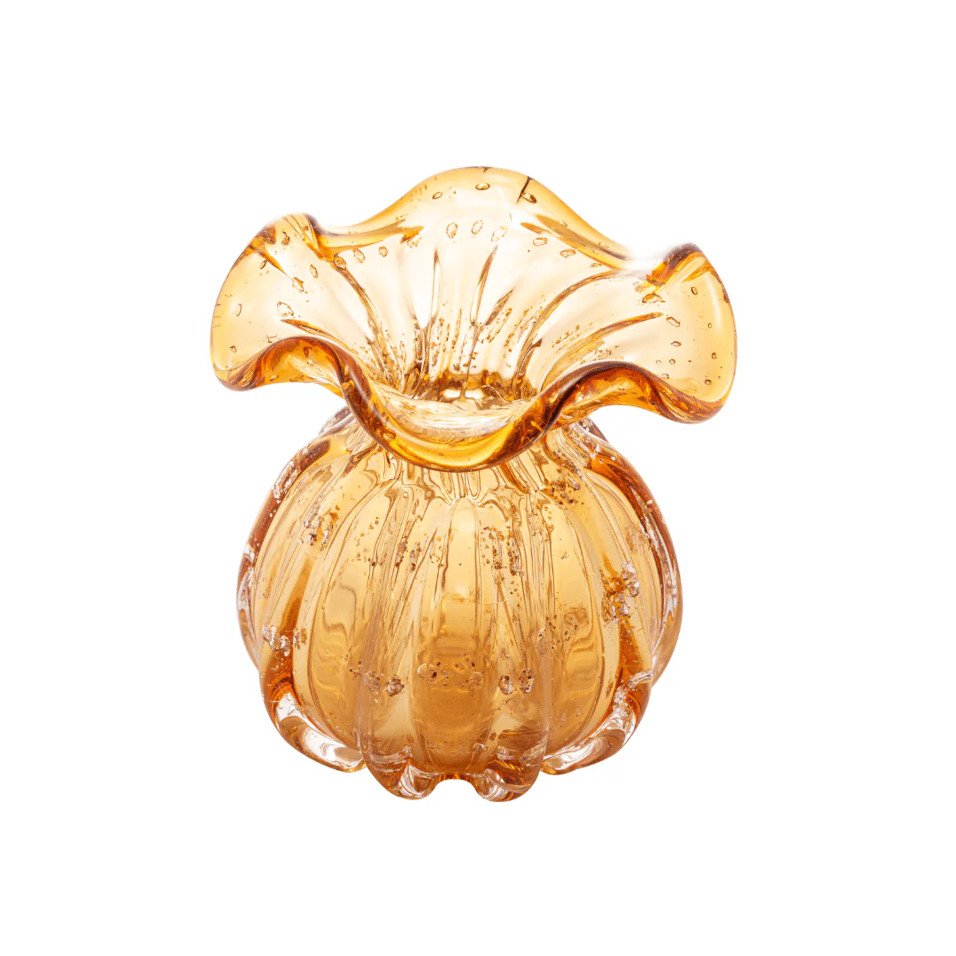 Vaso Murano Trouxinha de Vidro Italy Âmbar e Dourado 13cm - Image 3