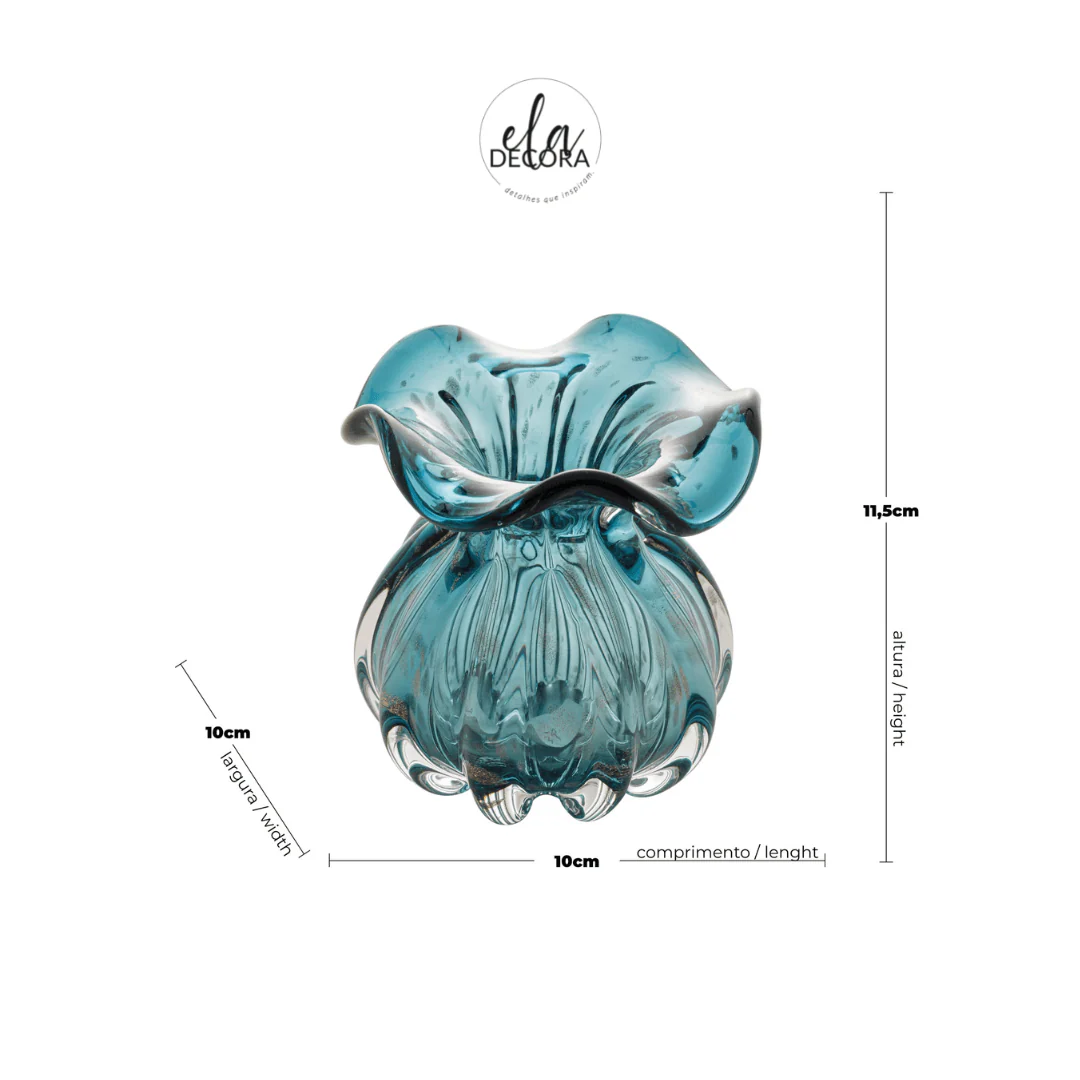 Vaso Murano Trouxinha de Vidro Italy Azul e Rose 11cm - Image 4