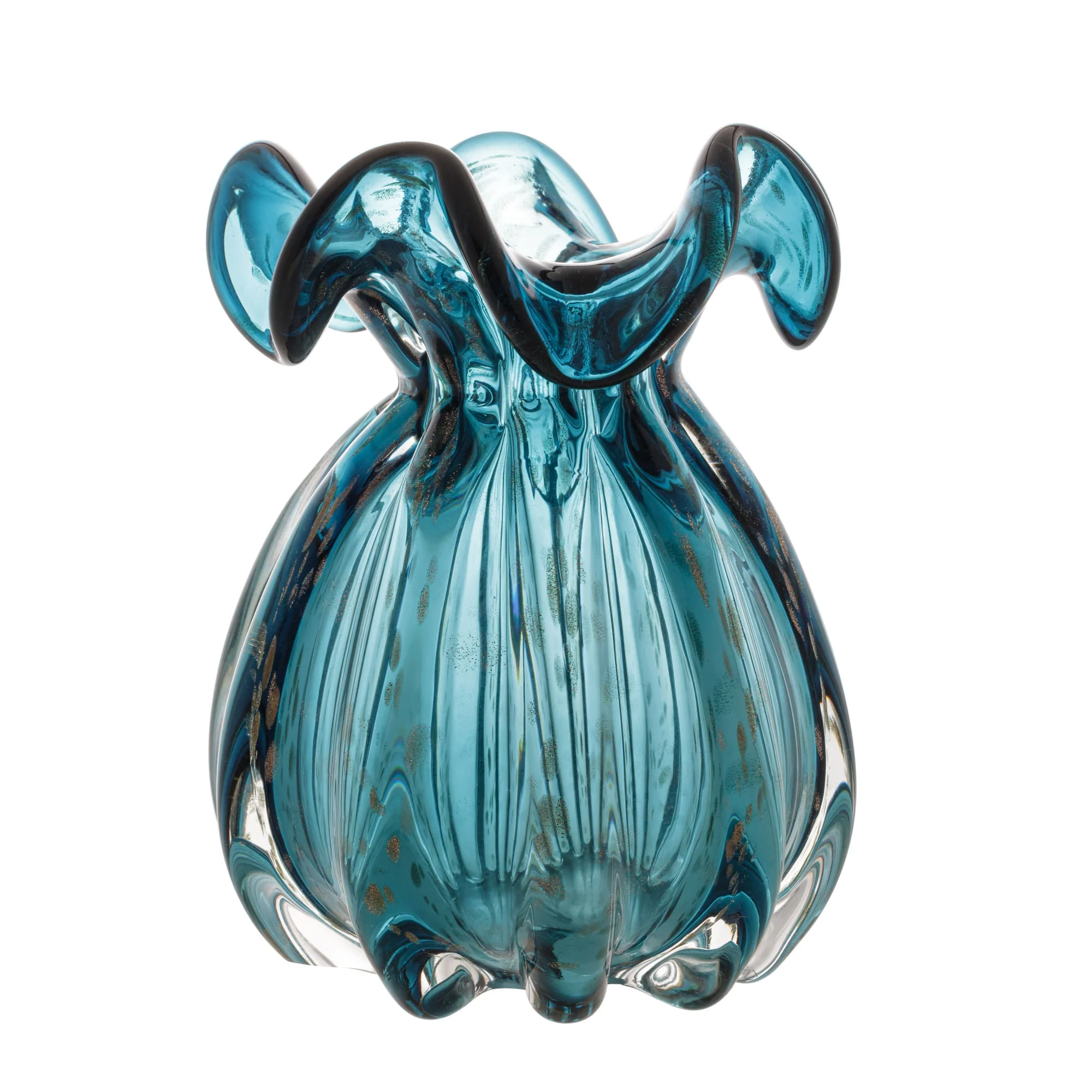 Vaso Murano Trouxinha de Vidro Italy Azul e Rosé 17cm - Image 4