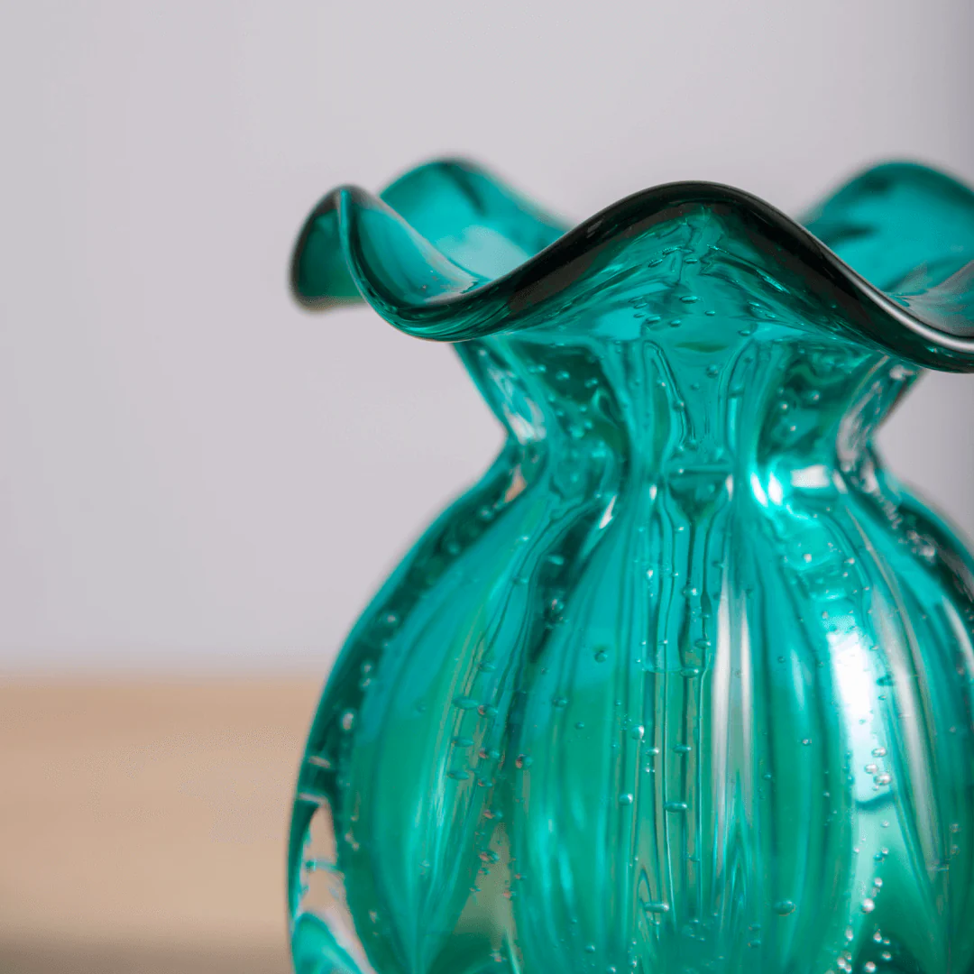 Vaso Murano Trouxinha de Vidro Italy Azul Verde Tiffany 13 cm - Image 2