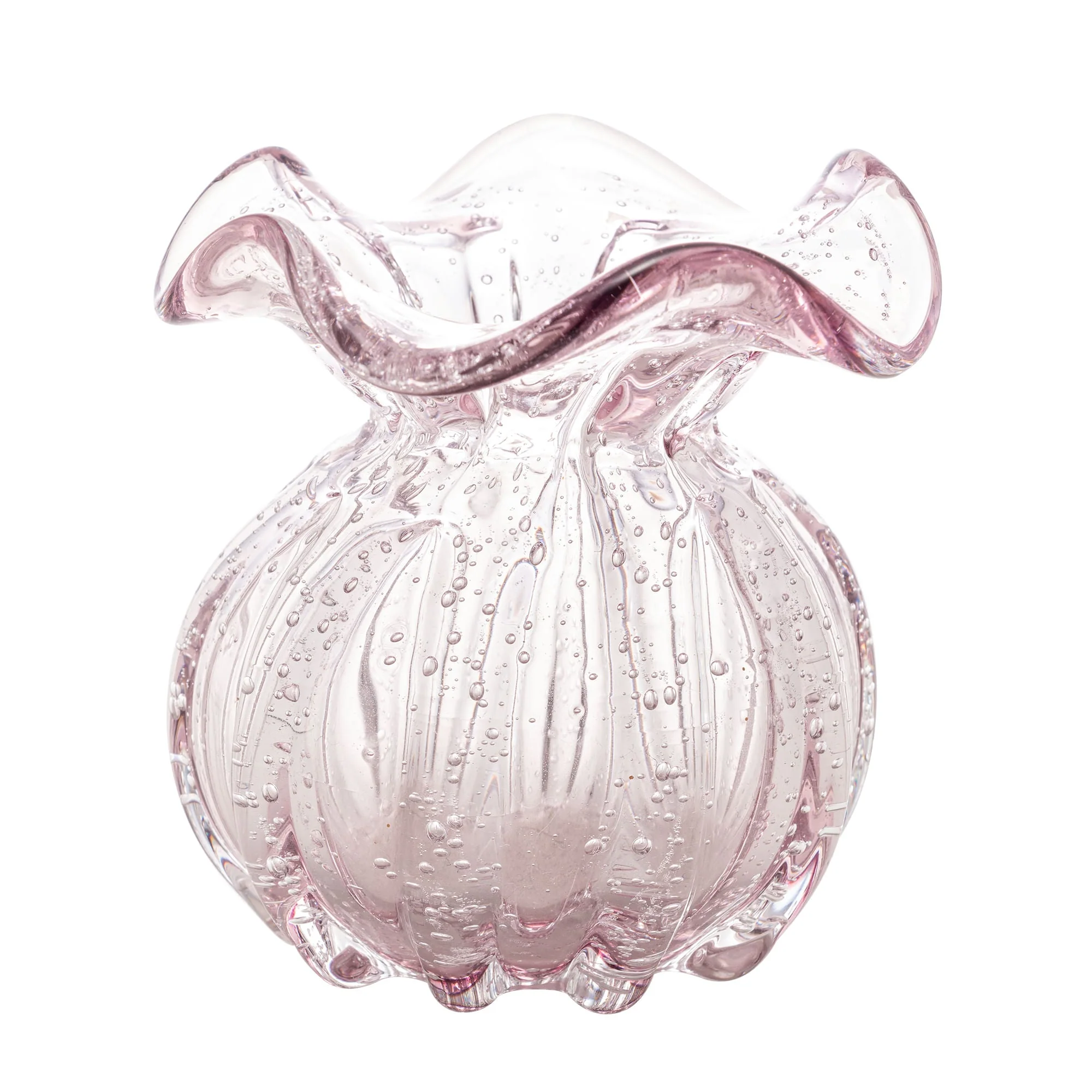 Vaso Murano Trouxinha de Vidro Italy Rosa Claro 11cm