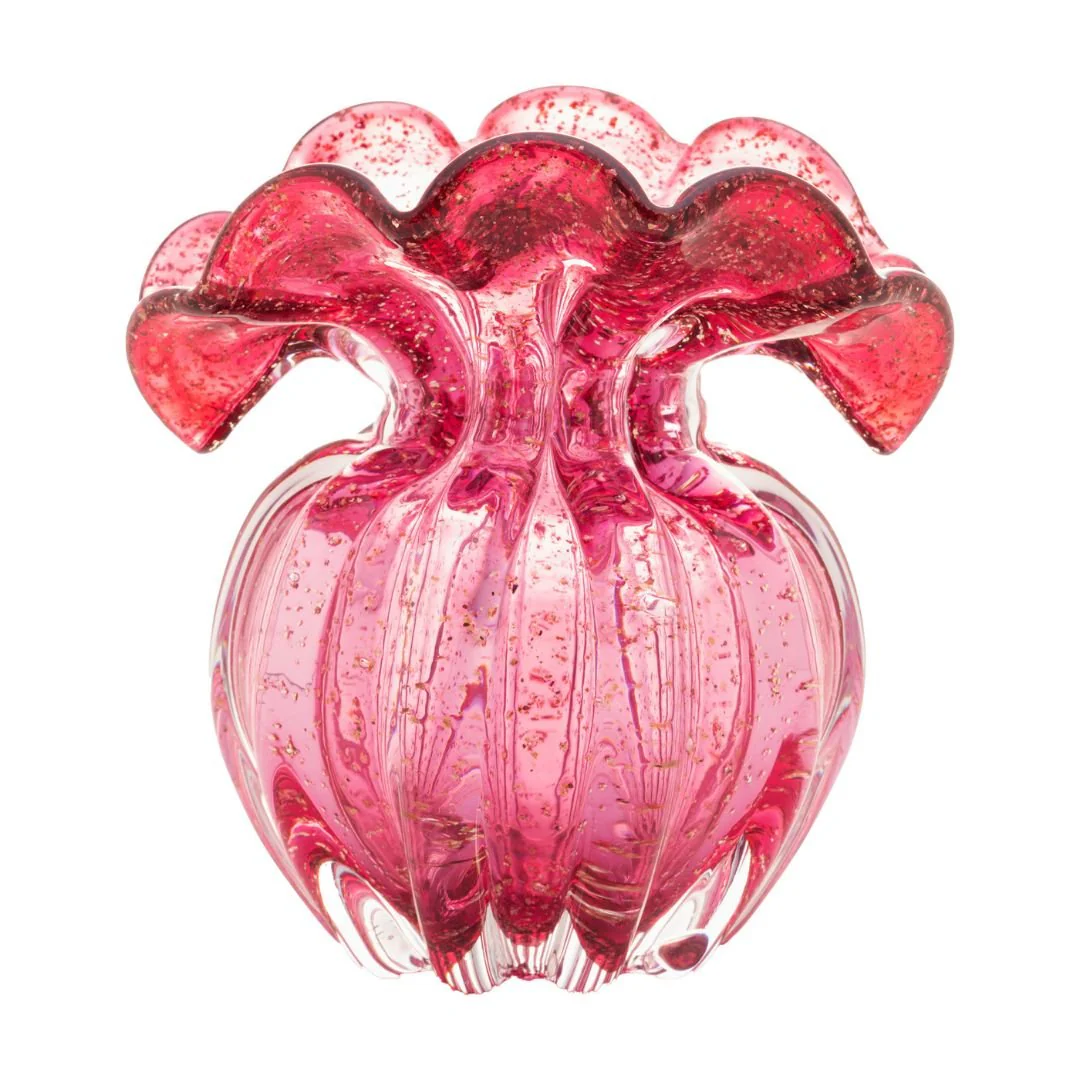 Vaso Murano Trouxinha de Vidro Italy Rosa e Dourado 11,5cm - Image 3