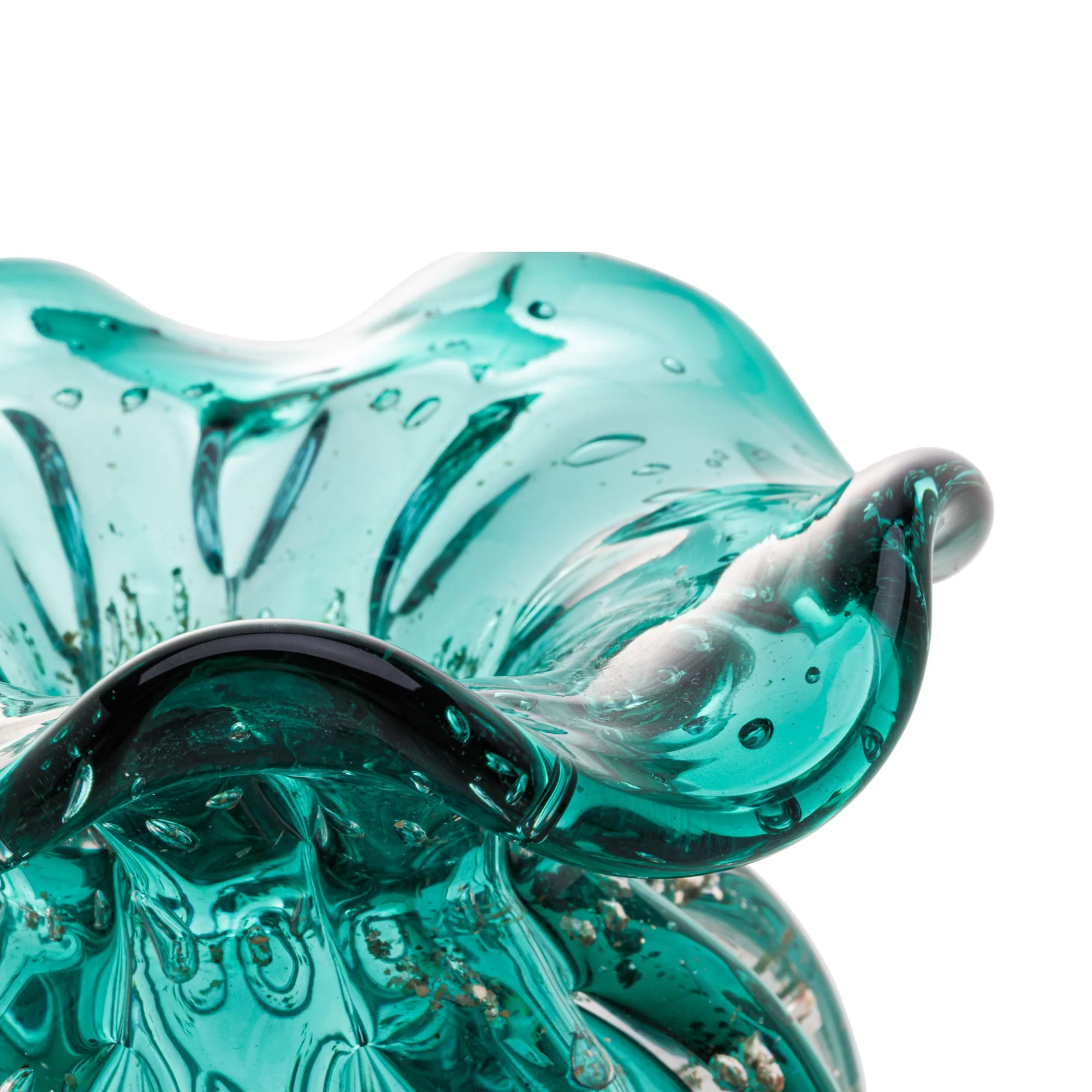 Vaso Murano Trouxinha de Vidro Italy Tiffany e Dourado 11cm - Image 4