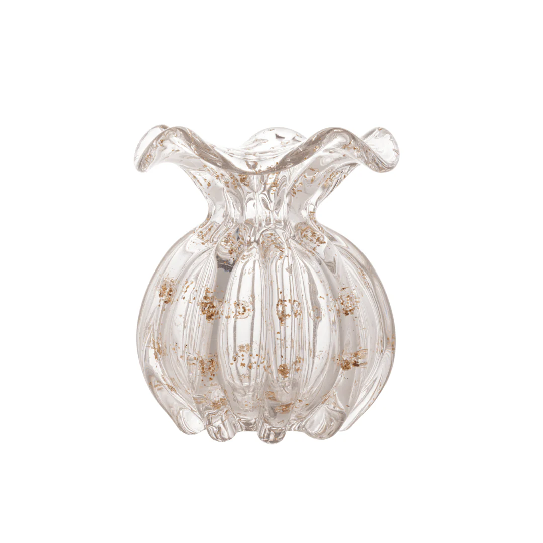 Vaso Murano Trouxinha de Vidro Italy Transparente e Dourado 13cm - Image 4