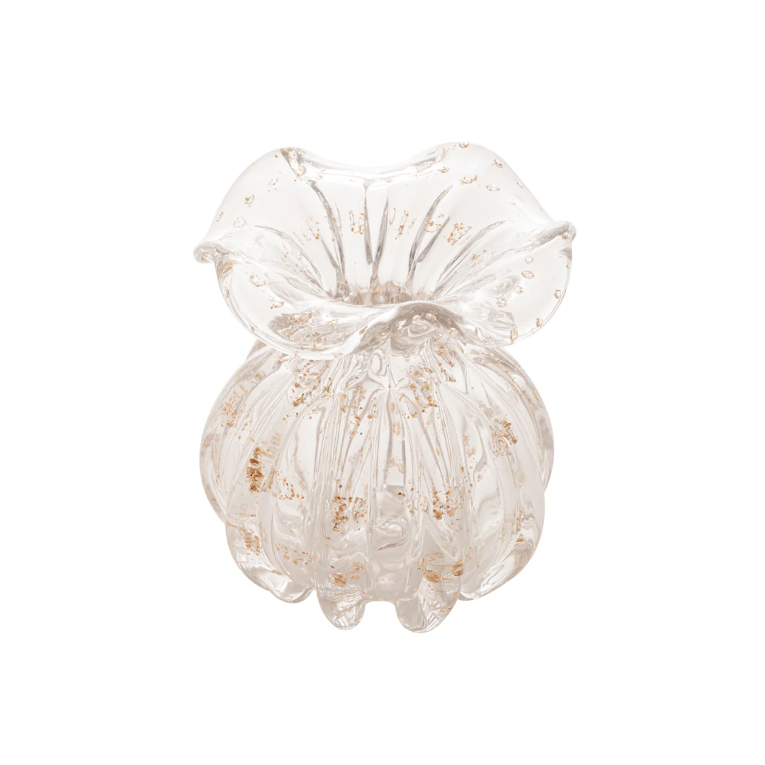Vaso Murano Trouxinha de Vidro Italy Transparente e Dourado 13cm - Image 5