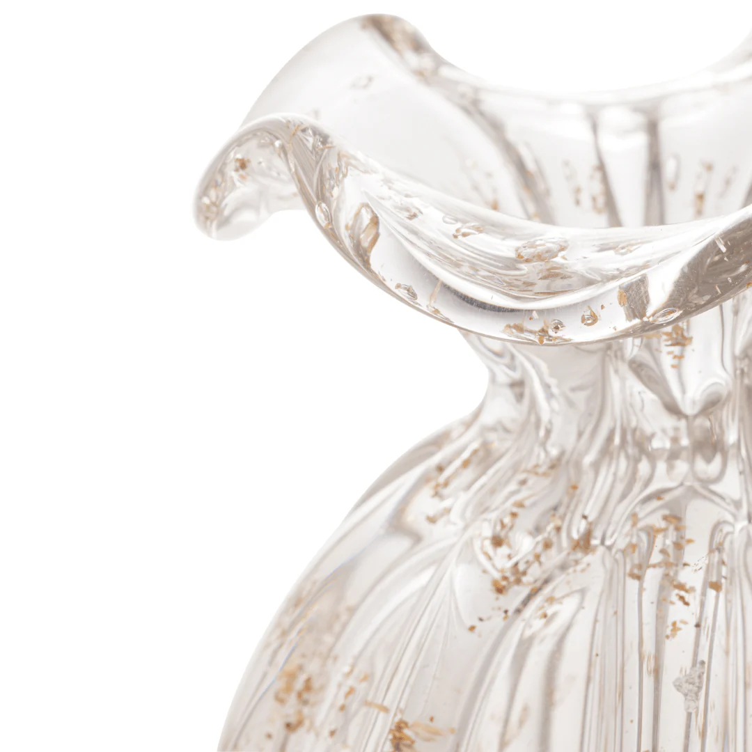 Vaso Murano Trouxinha de Vidro Italy Transparente e Dourado 13cm - Image 6