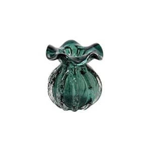 Vaso Murano Trouxinha de Vidro Italy Verde Esmeralda 11 cm