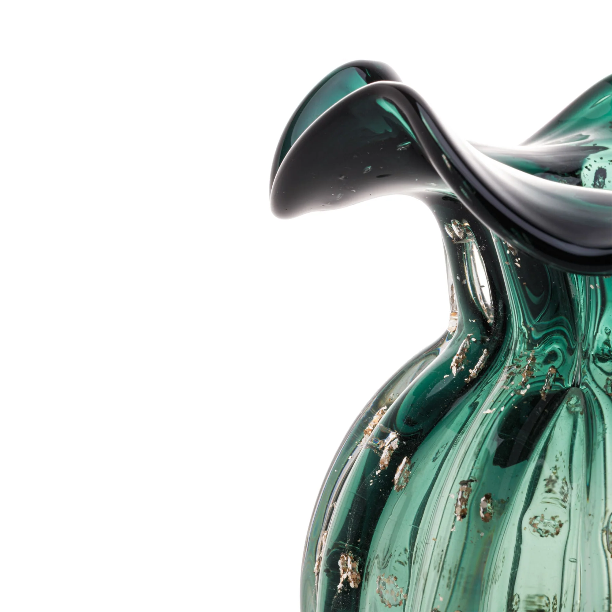 Vaso Murano Trouxinha de Vidro Italy Verde Esmeralda e Dourado 13cm - Image 2