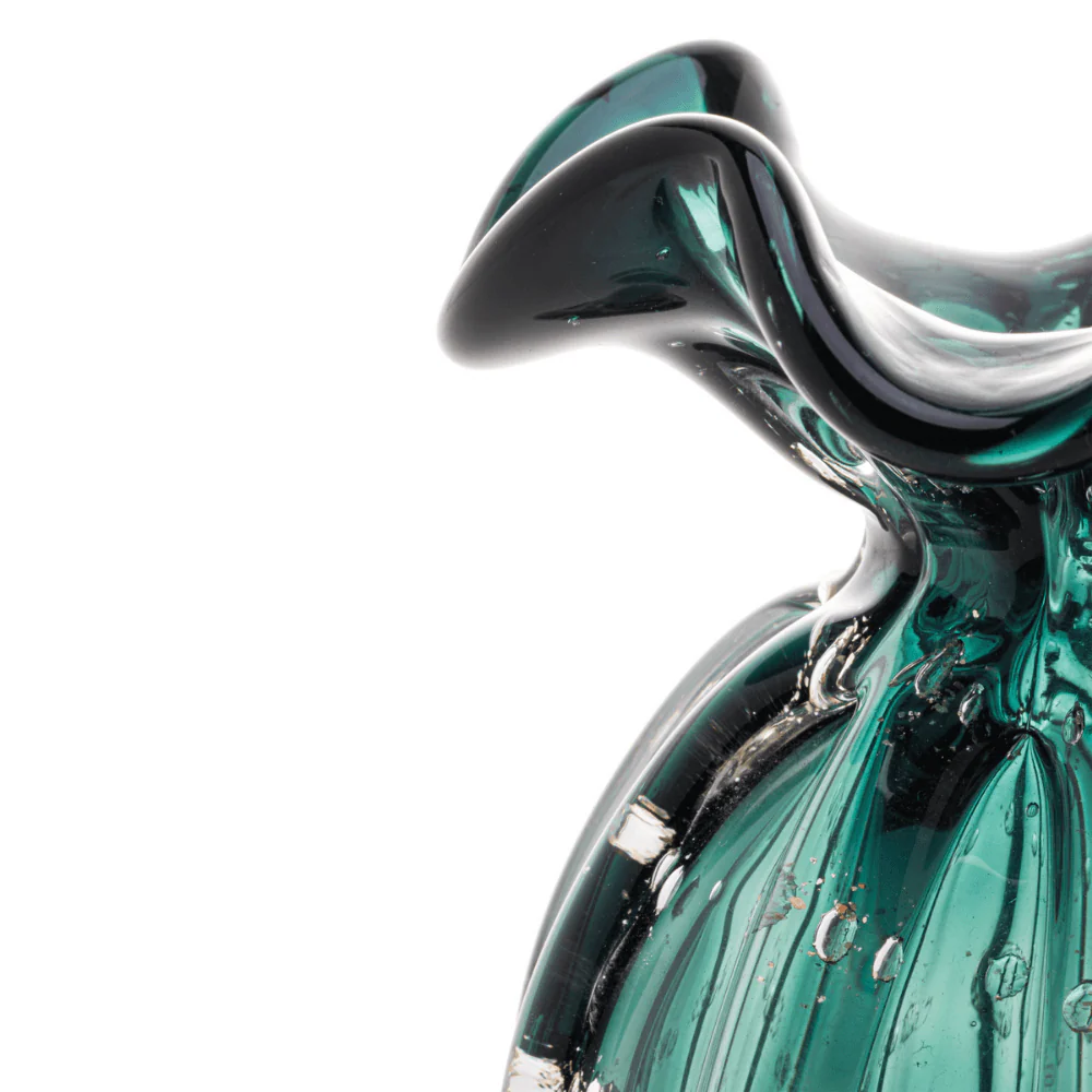 Vaso Murano Trouxinha de Vidro Italy Verde Esmeralda e Dourado - 11 cm - Image 2