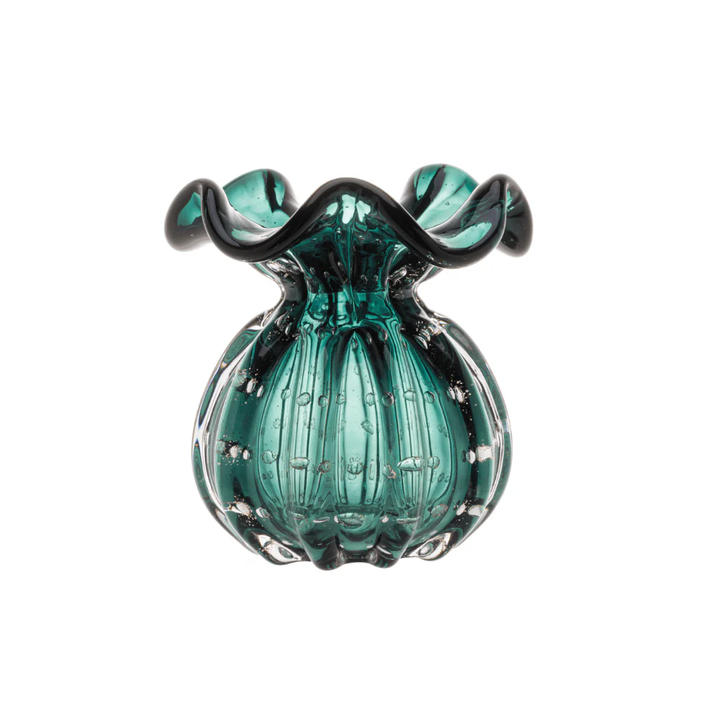 Vaso Murano Trouxinha de Vidro Italy Verde Esmeralda e Dourado - 11 cm - Image 4