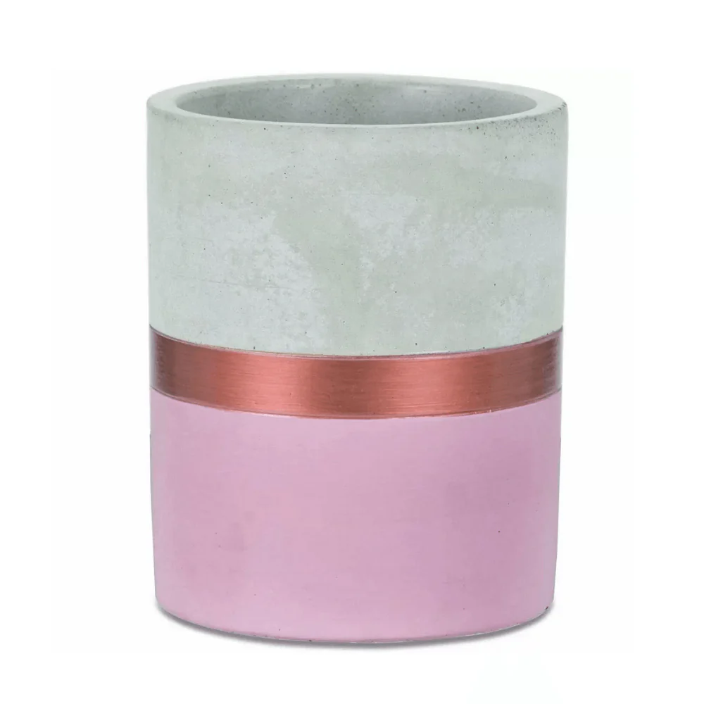Vaso Cachepot Decorativo Rosa e Rose Gold em Cimento (M) - 11 cm