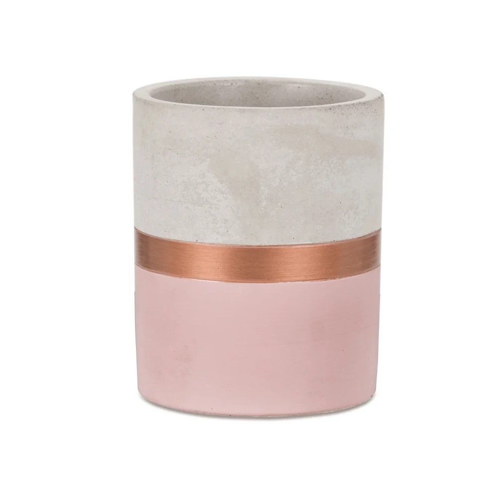 Vaso Cachepot Decorativo Rosa e Rose Gold em Cimento (G) - 13 cm