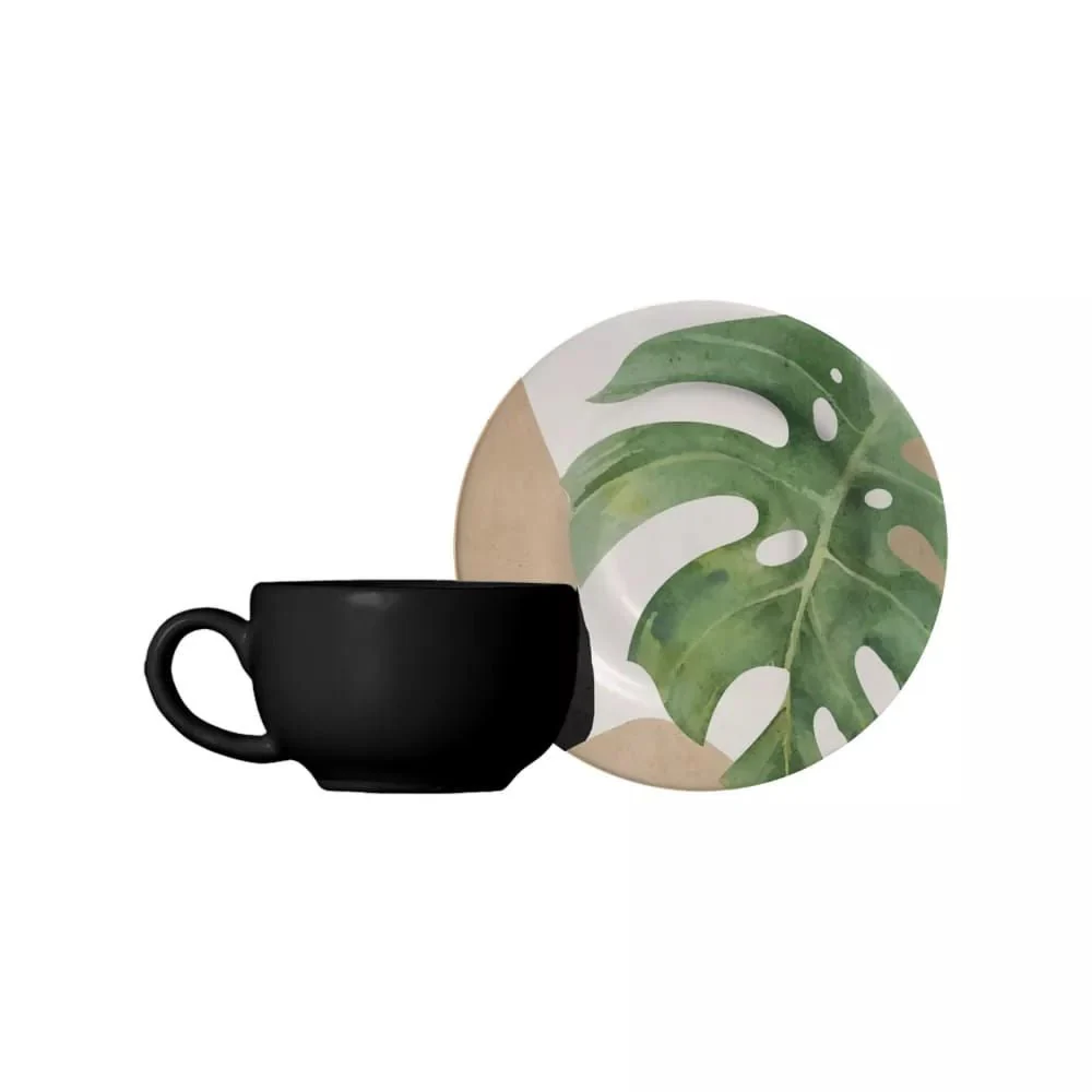 Xícara de Café com Pires Atlântica Preta 80ml