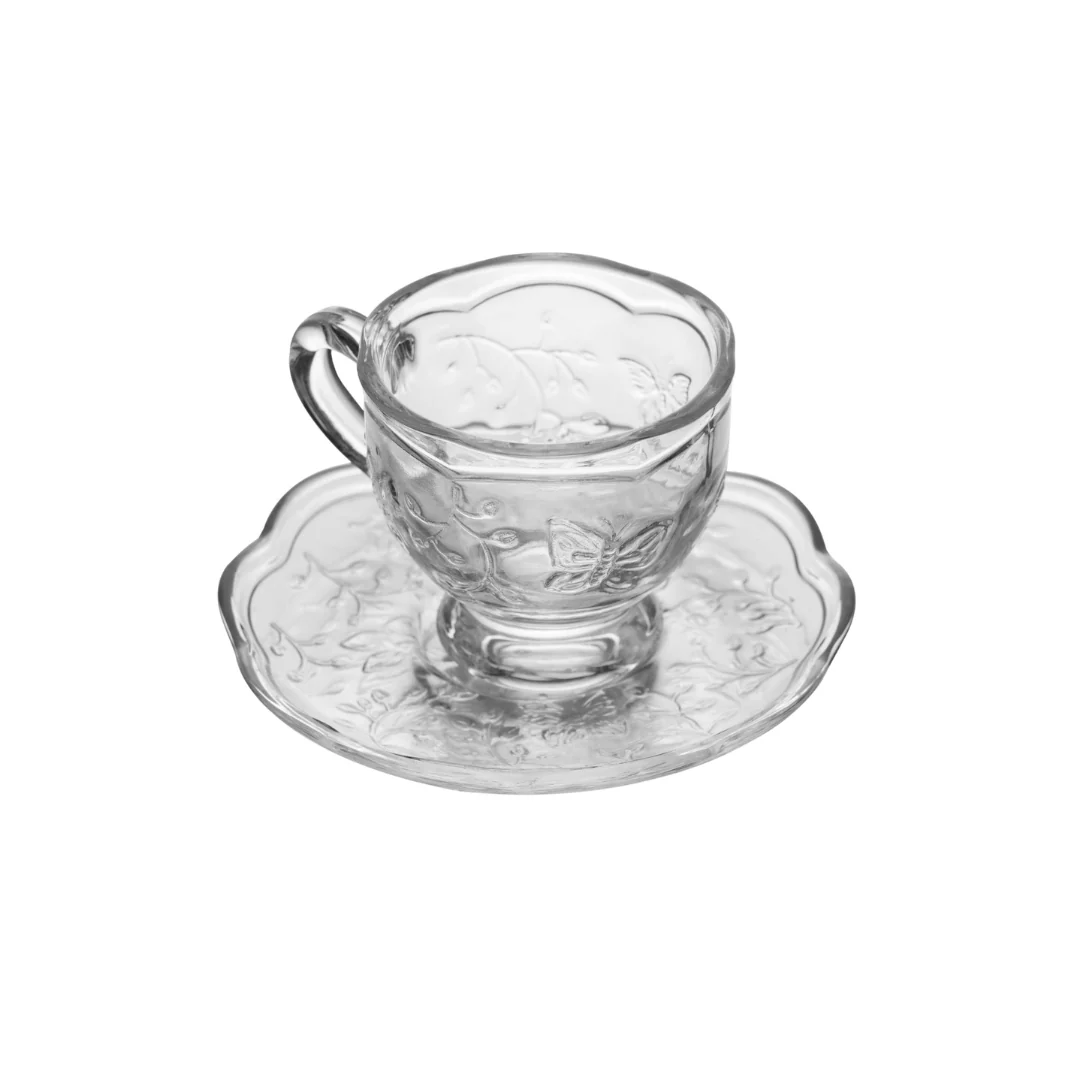 Xicara de Café com Pires Cristal New Butterfly 80ml - Image 3