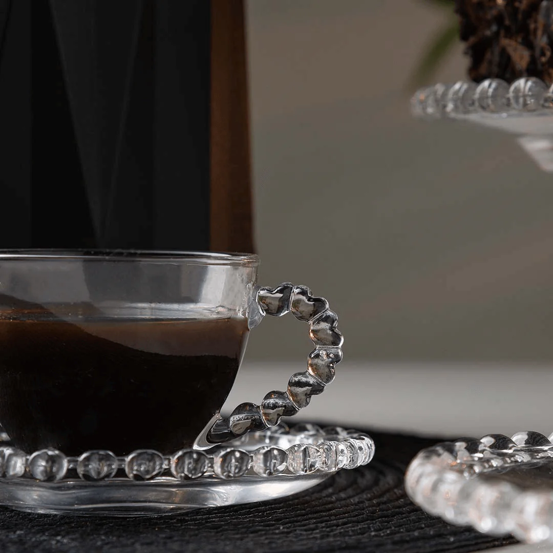 Xícara de Café com Pires de Cristal de Chumbo Borda Coração 80ml - Image 4