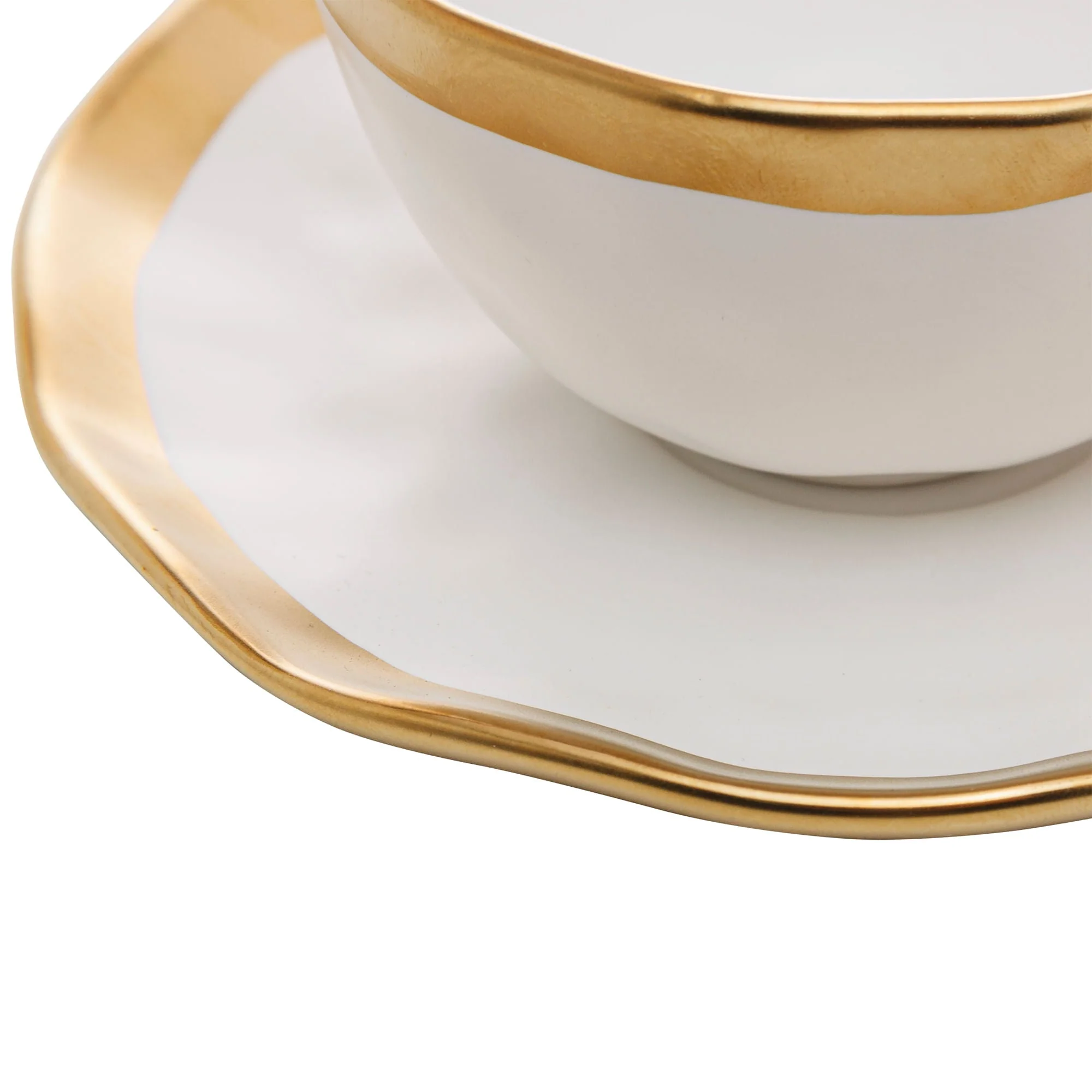 Xícara de Café com Pires em Porcelana Dubai Branco e Dourado 90ml - Image 10