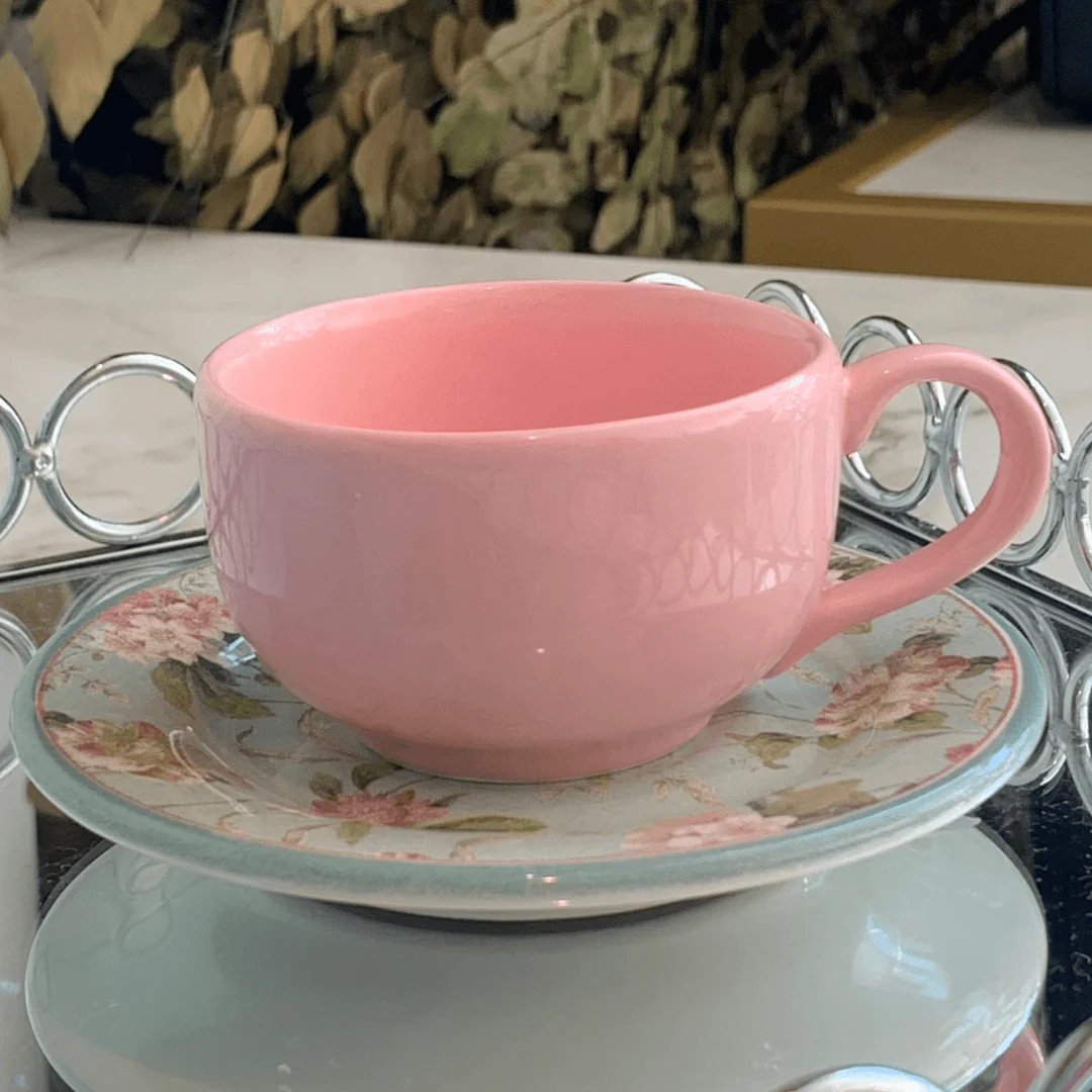 Xícara de Café com Pires Sweet Vintage Rosa 80ml - Image 2