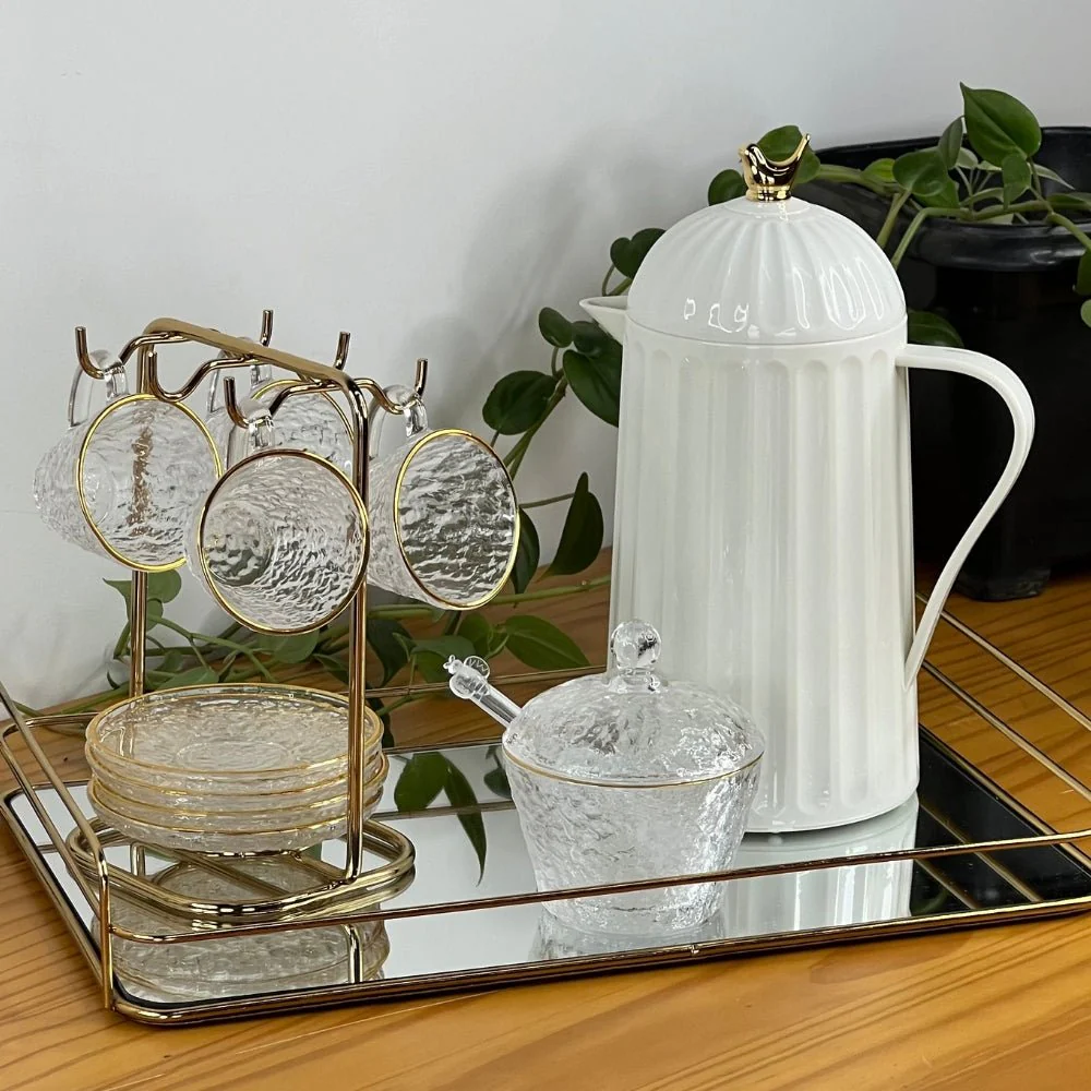 Meleira de Cristal Martelado com Colher e Tampa com Fio de Ouro Petra - Image 10