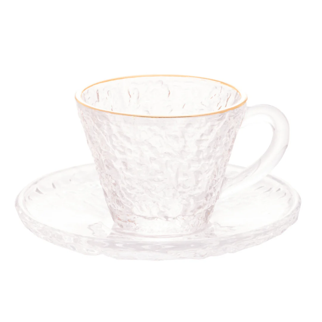 Xícara de Café Petra Cristal Ecológico com Pires e Borda Dourada 70ml - Image 7