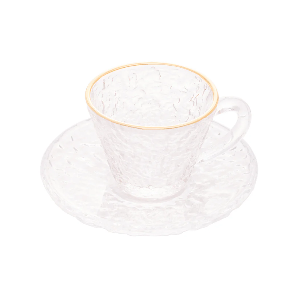 Xícara de Café Petra Cristal Ecológico com Pires e Borda Dourada 70ml - Image 9