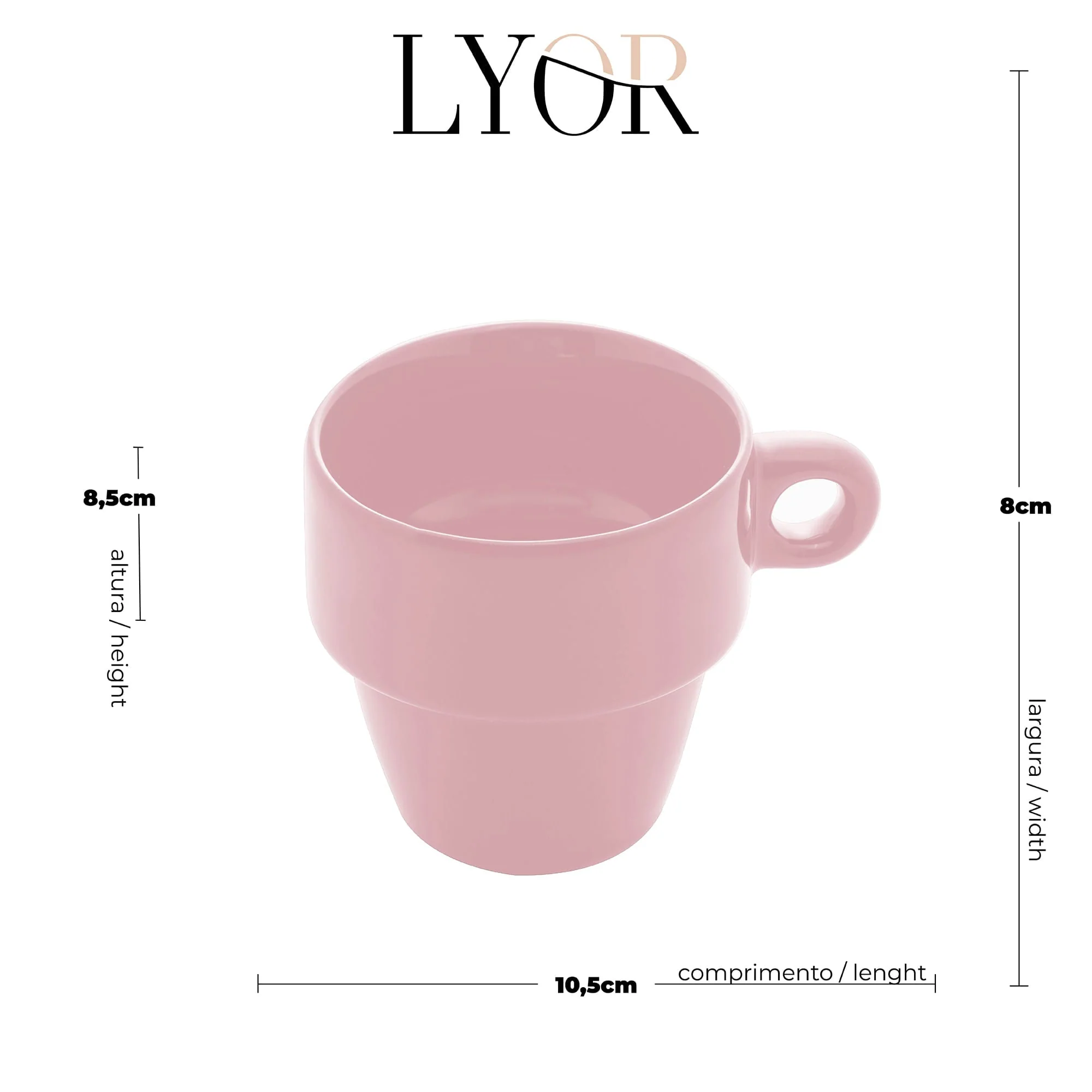 Xícara de Chá Cerâmica Empilhável Rosa 210ml - Image 6