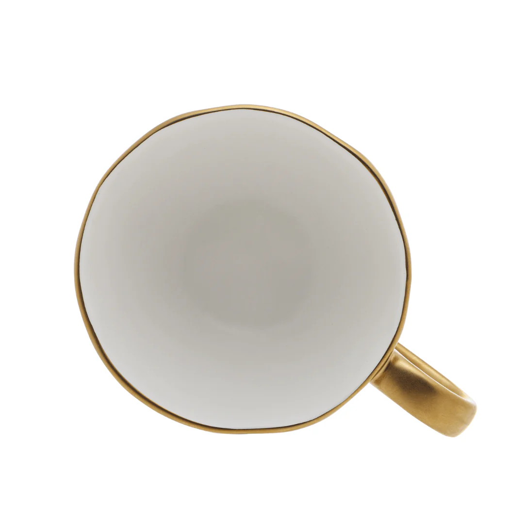 Xícara de Chá com Pires em Porcelana Dubai Branco e Dourado 200ml - Image 11