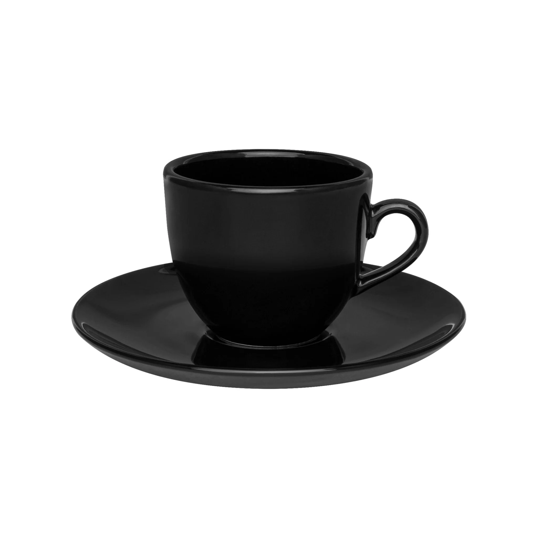 Xícara de Chá Porcelana com Pires Preto Black - 200ml