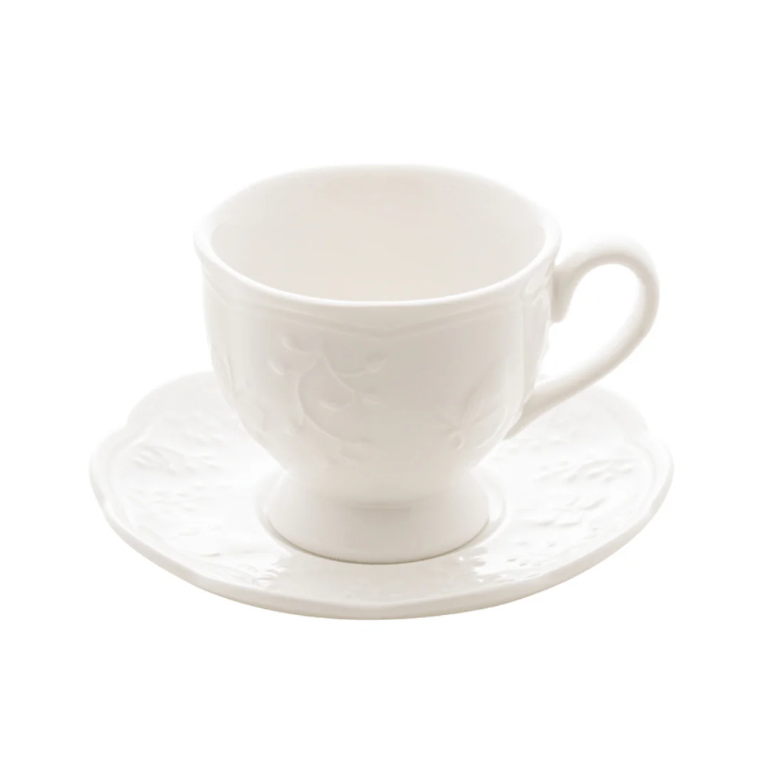 Xícara para Café com Pires de Porcelana New Bone Butterfly Flower - Image 3