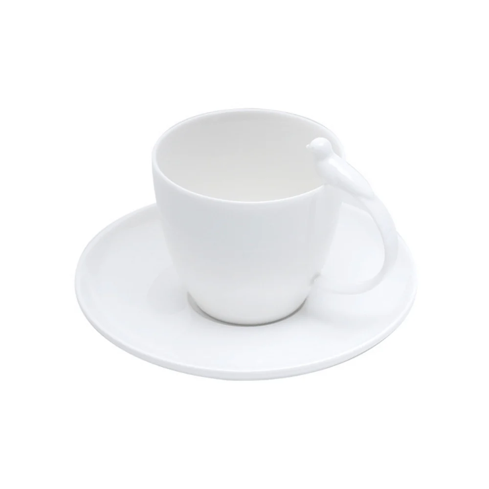 Jogo 6 Xicaras de Cha Porcelana com Pires Birds Branco 200ml - Image 6