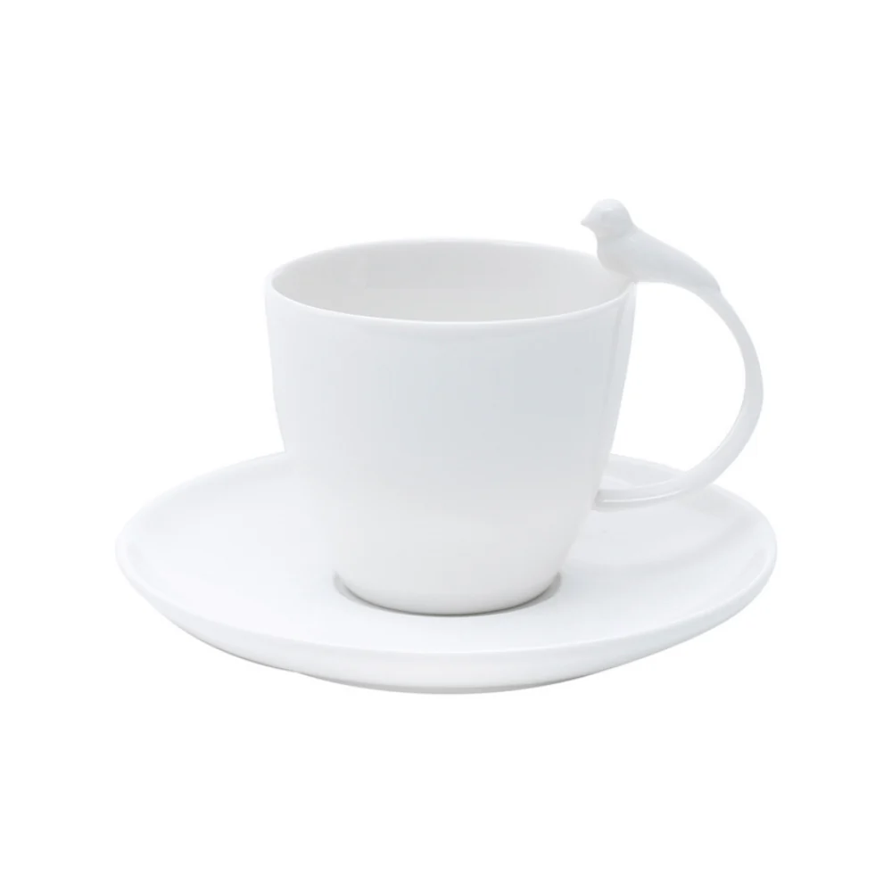 Jogo 6 Xicaras de Cha Porcelana com Pires Birds Branco 200ml - Image 7